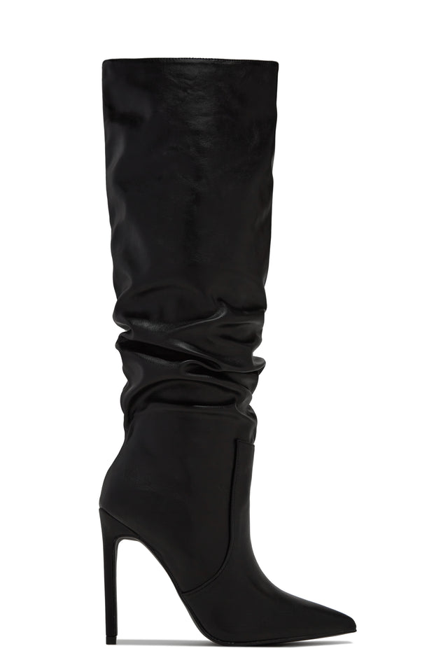 Miss Lola Keep My Cool Denim High Heel Boots MISS LOLA