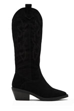 Load image into Gallery viewer, Black Faux Suede Western Cowgirl Boots
