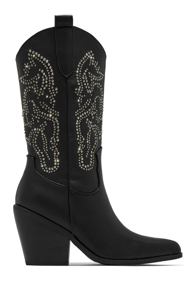 Load image into Gallery viewer, Black Embellished Cowgirl Boots
