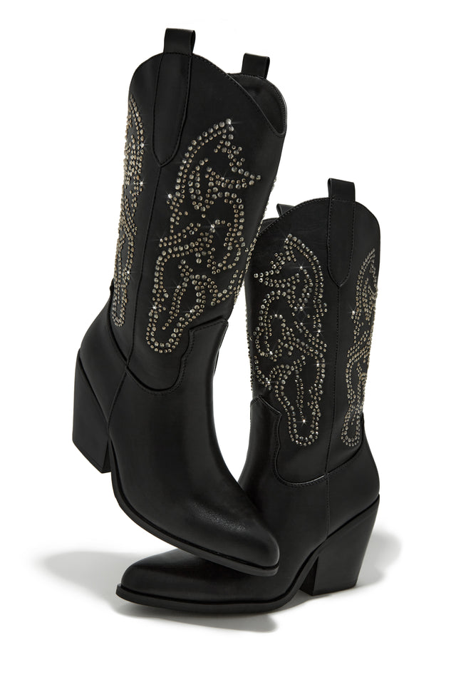 Load image into Gallery viewer, Black Western Boots with Embellished Detailing
