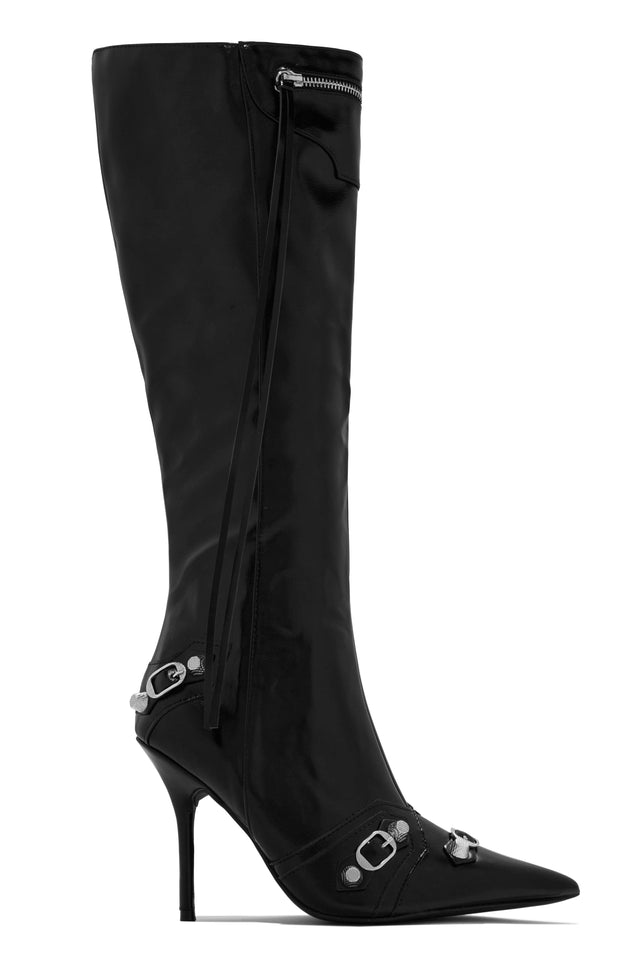 Load image into Gallery viewer, Adison Metallic Knee High Boots - Red
