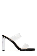 Load image into Gallery viewer, Black High Heel Mules With Clear Straps

