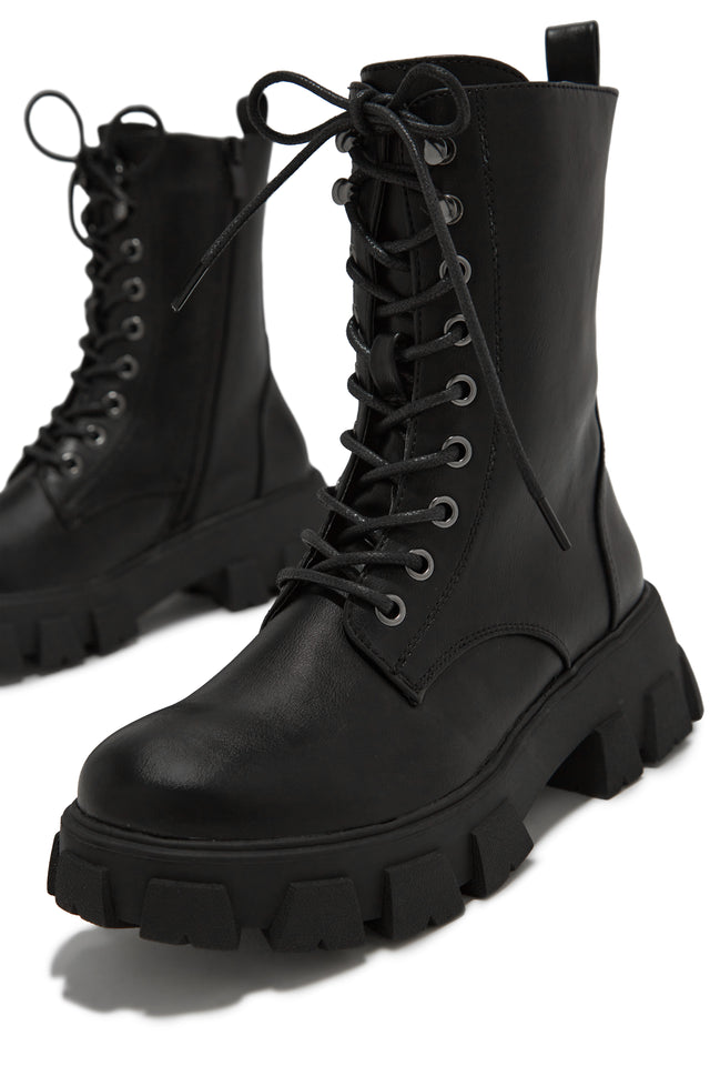 Load image into Gallery viewer, Maryana Lace Up Combat Boots - Black
