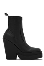 Load image into Gallery viewer, Aleksandra Block Heel Platform Ankle Boots - Black

