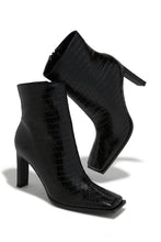 Load image into Gallery viewer, Laylah Ankle Boots - Black Croc

