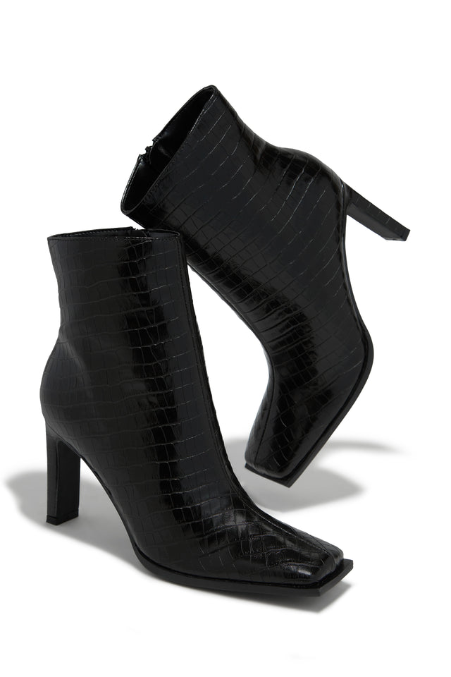 Load image into Gallery viewer, Laylah Ankle Boots - Black Croc
