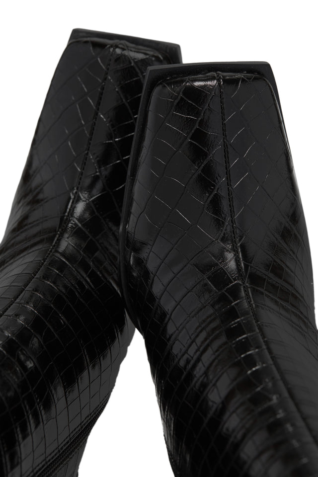 Load image into Gallery viewer, Laylah Ankle Boots - Black Croc
