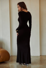 Load image into Gallery viewer, Black Long Sleeve Maxi Flare Dress
