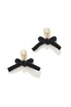 Load image into Gallery viewer, Marcia Dangle Bow Tie Earring - Gold Black
