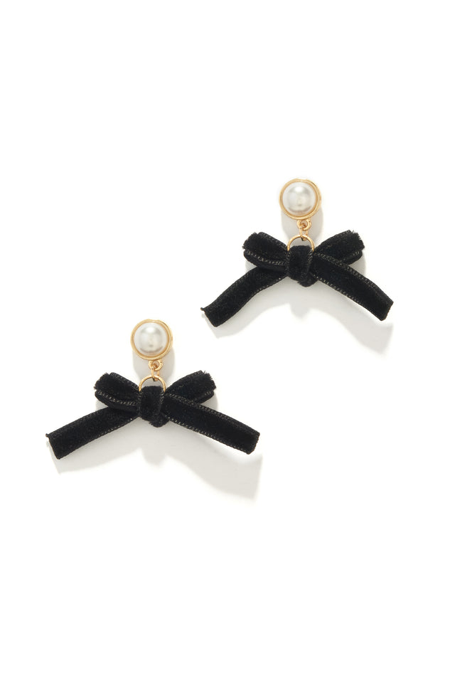 Load image into Gallery viewer, Marcia Dangle Bow Tie Earring - Gold Black
