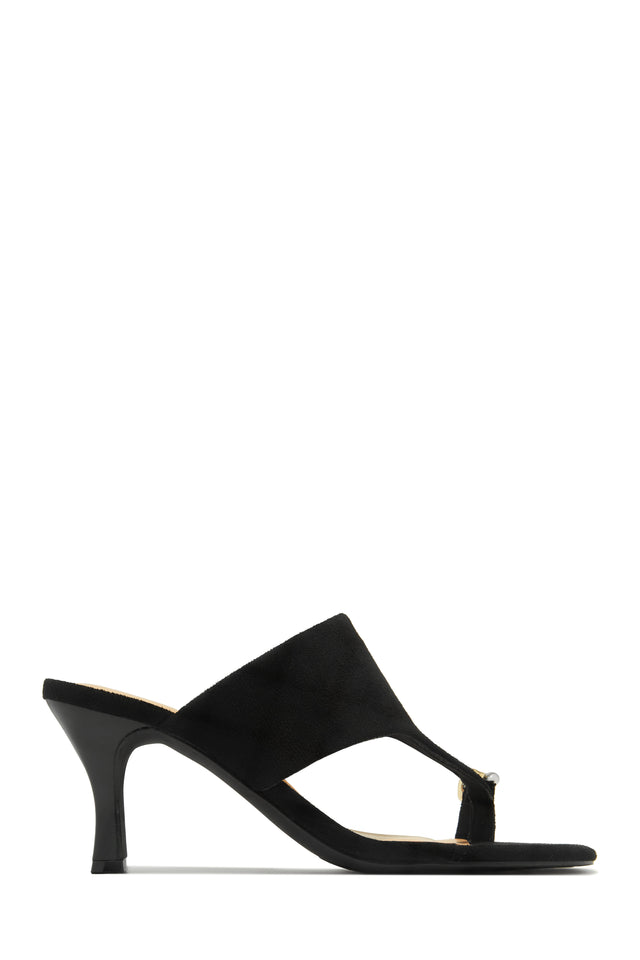 Load image into Gallery viewer, Anela Thong Strap Mule Heels - Black
