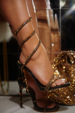 Load image into Gallery viewer, Black and Bronze Embellished high Heels
