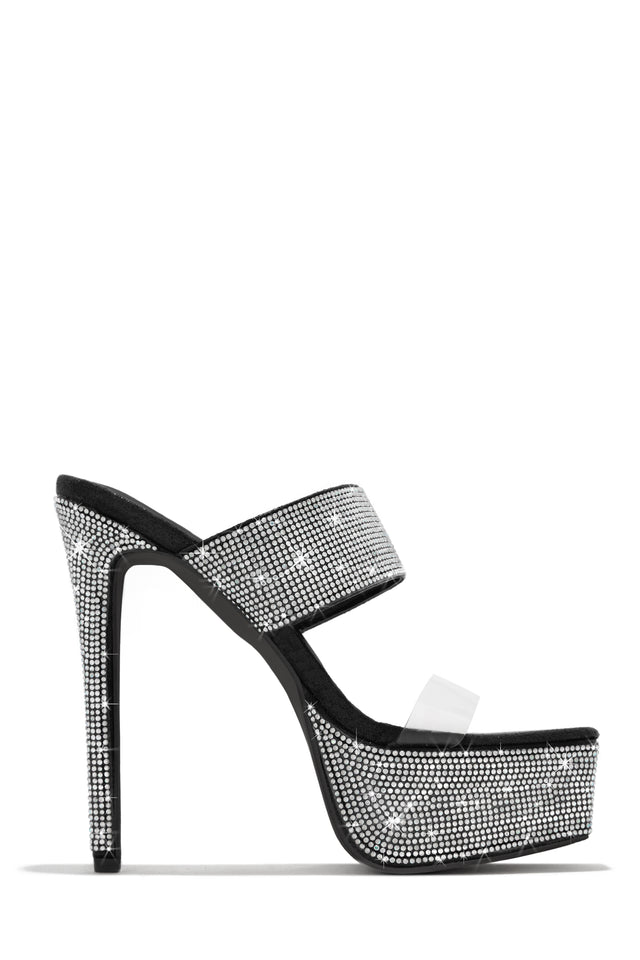 Load image into Gallery viewer, Main Event Embellished Platform High Heel Mules - Black
