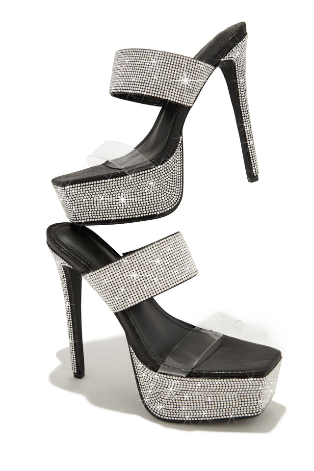 Load image into Gallery viewer, Main Event Embellished Platform High Heel Mules - Black
