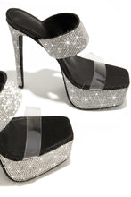 Load image into Gallery viewer, Main Event Embellished Platform High Heel Mules - Black

