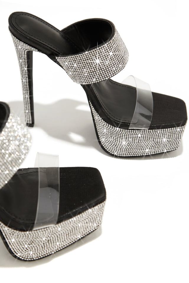 Load image into Gallery viewer, Main Event Embellished Platform High Heel Mules - Black
