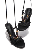 Load image into Gallery viewer, Solano Lace Up Mid Heels - Black
