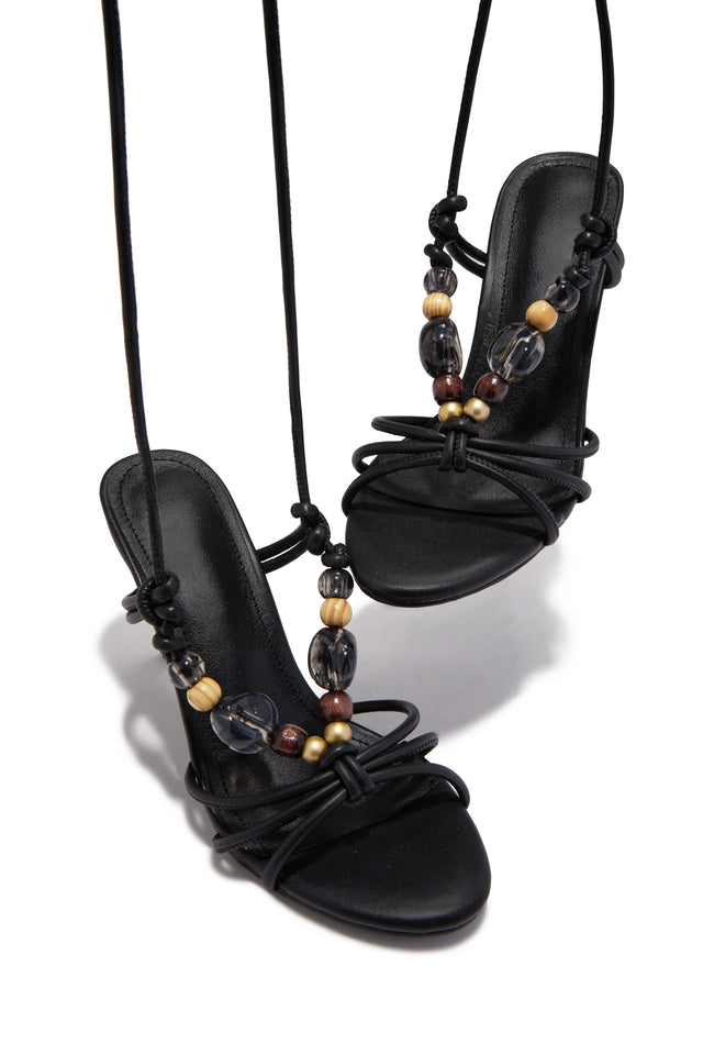 Load image into Gallery viewer, Solano Lace Up Mid Heels - Black
