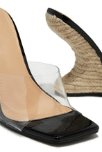 Load image into Gallery viewer, Black Espadrille Wedge Mules
