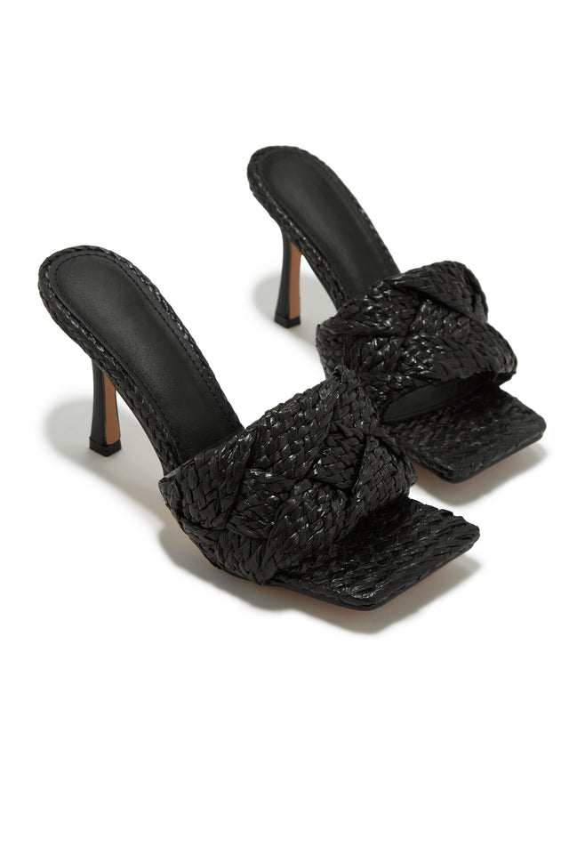 Load image into Gallery viewer, Black Single Sole Open Toe Heels
