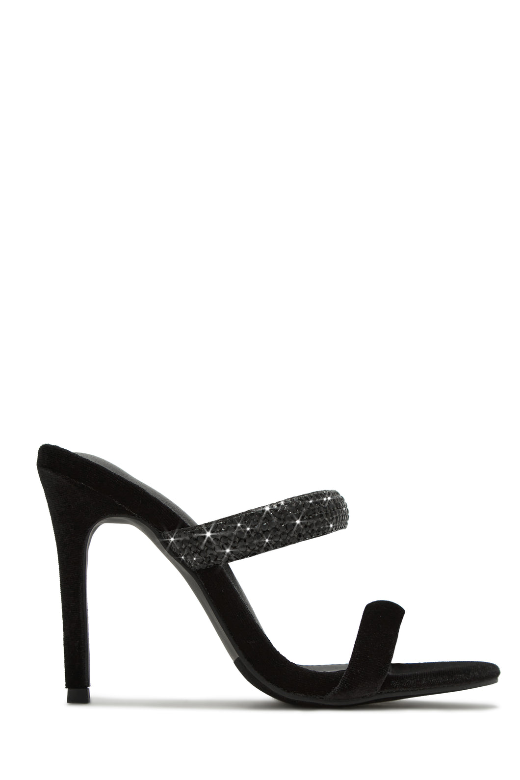Black Single Sole Rhinestone Heels