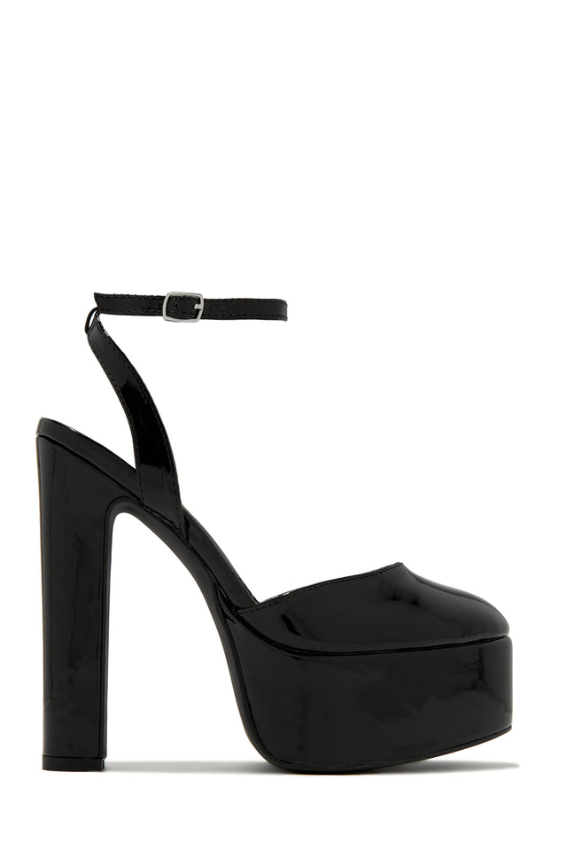 Load image into Gallery viewer, Black Pat Platform Block High Heels
