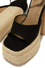 Load image into Gallery viewer, Black Sky High Platform Espadrille Heels
