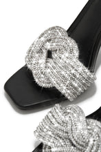 Load image into Gallery viewer, Black Rhinestone Mid Heel Mules
