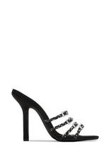 Load image into Gallery viewer, Black Single Sole Rhinestone Mules
