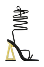 Load image into Gallery viewer, Black Lace Up Chunky High Heels
