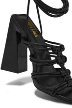 Load image into Gallery viewer, Black Lace Up Block Heels
