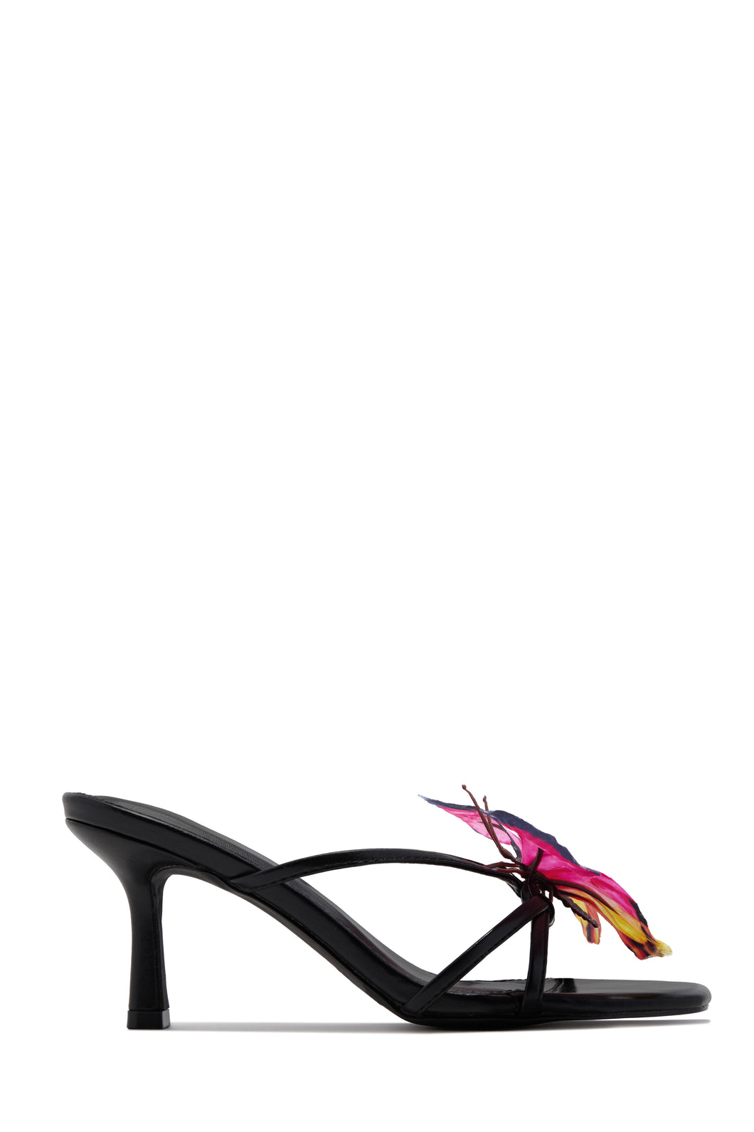 Social Butterfly Mid Heel Mules - Black