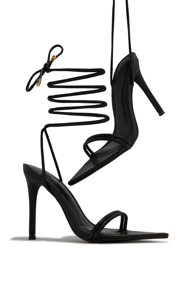 Load image into Gallery viewer, Black Strappy Lace Up Heels
