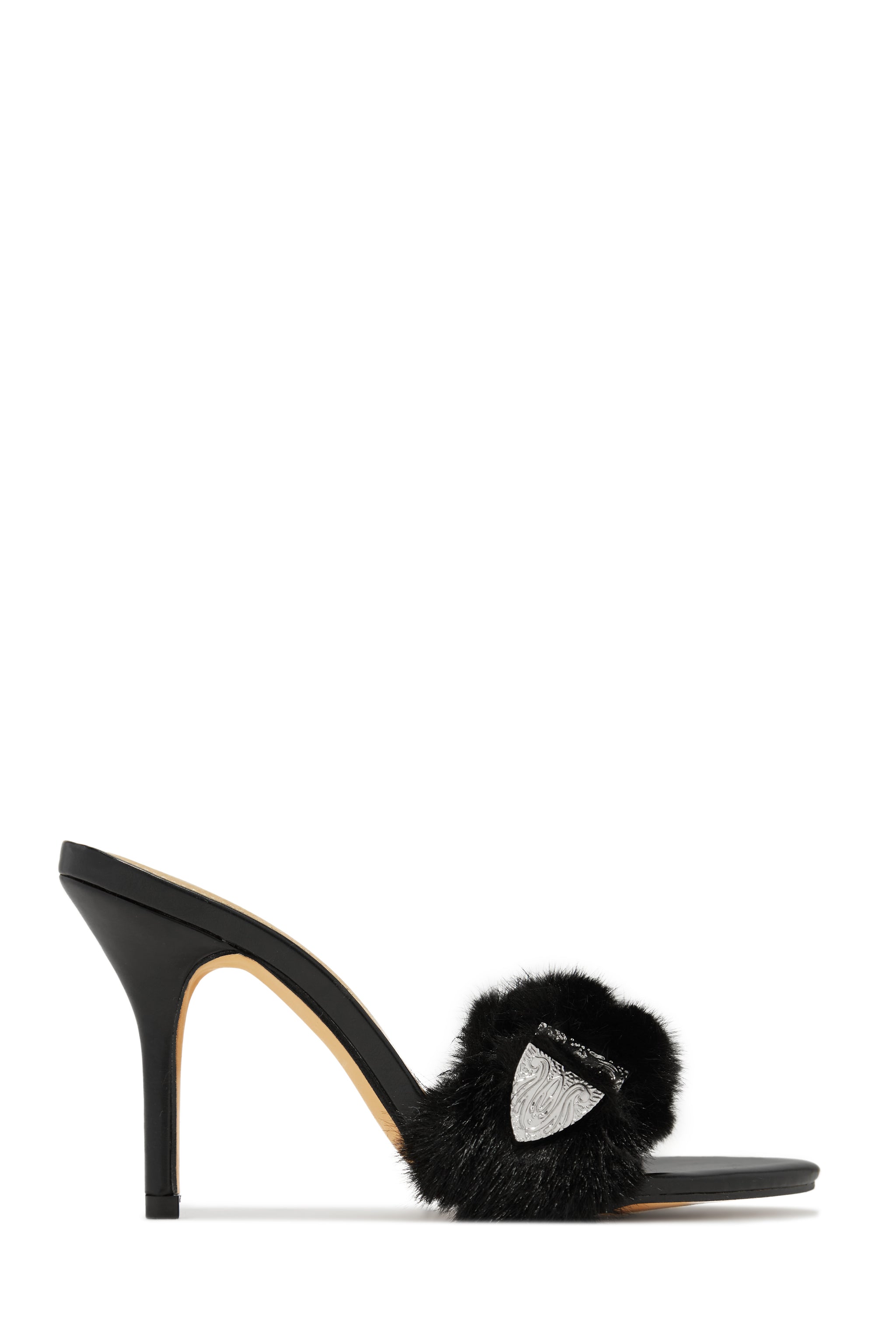 Fur mule heel store
