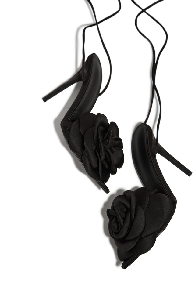 Load image into Gallery viewer, In-Bloom Floral Lace Up High Heels - Black
