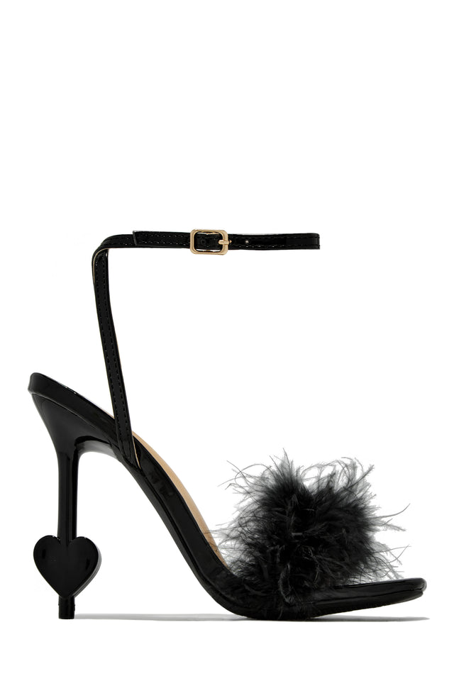 Load image into Gallery viewer, Black Single Sole Faux-Fur Heels
