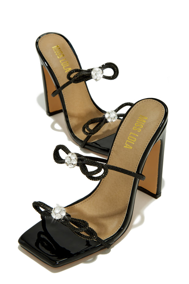 Load image into Gallery viewer, Life Is A Party Embellished High Heel Mules - Black
