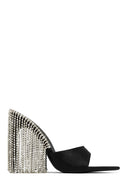 Black Dangle Embellished Mules