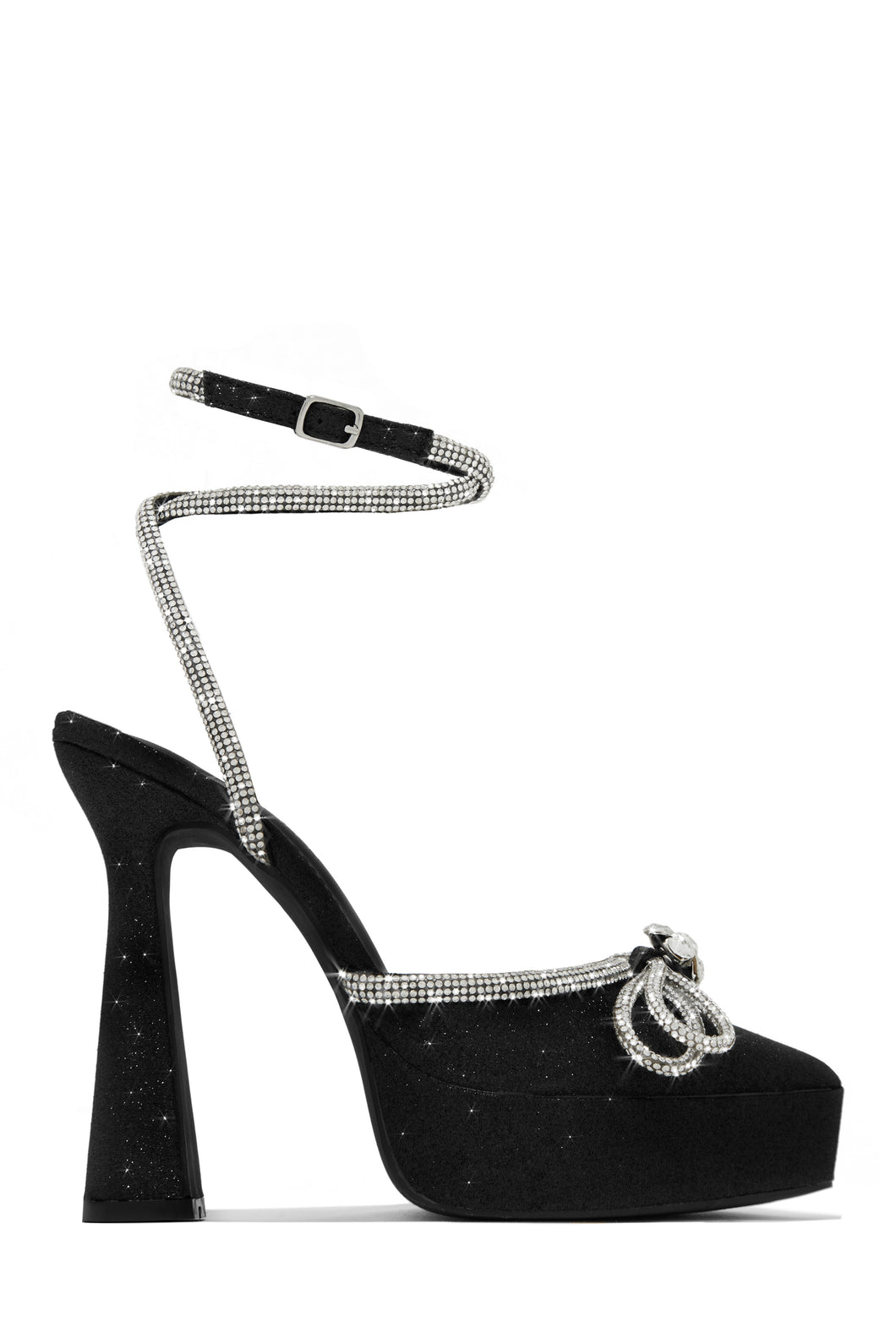 Black and Silver Embellished Pump Platform Heel