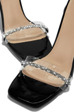 Load image into Gallery viewer, Square Toe Clear and Black Heels
