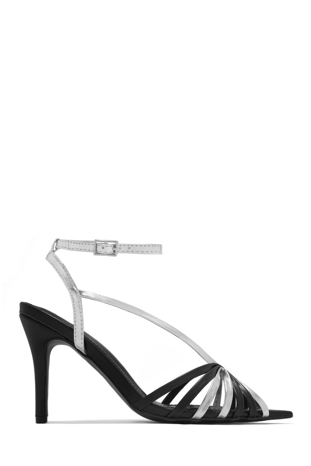 Load image into Gallery viewer, Black and Silver Metallic PU Mid Heels
