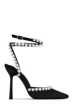 Load image into Gallery viewer, Black and Stone Embellished Pump Heels
