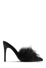 Load image into Gallery viewer, Faux Feather Black Mules
