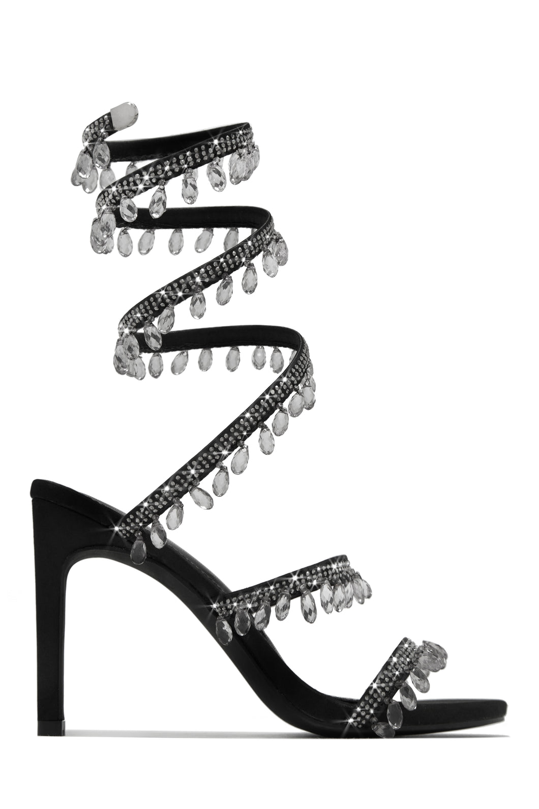Around The Ankle Coil Strap Black Heel 