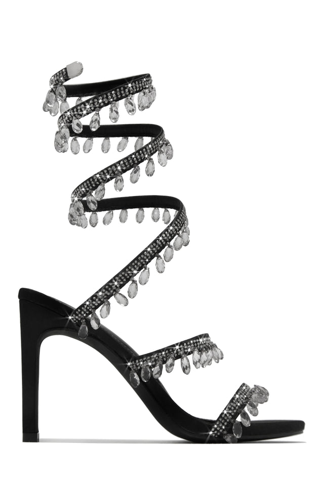 Load image into Gallery viewer, Around The Ankle Coil Strap Black Heel 
