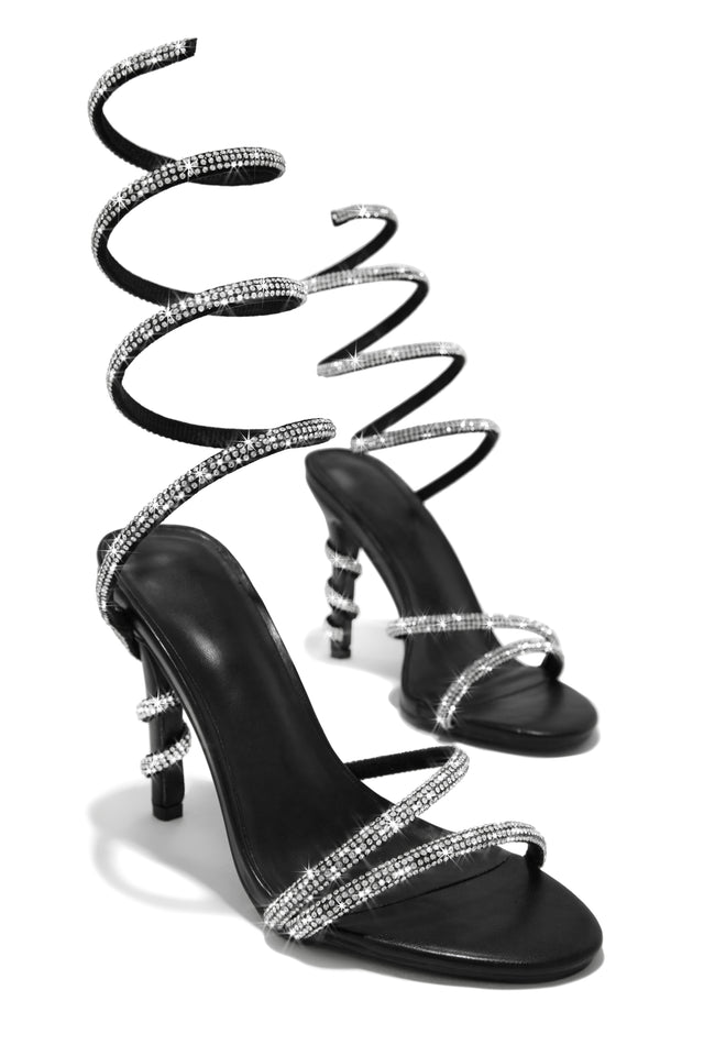 Load image into Gallery viewer, Fantasies Embellished Around The Ankle Coil Heels - Black
