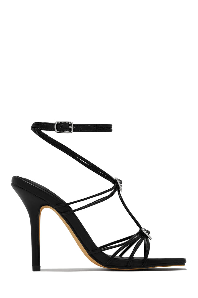 Black and silver strappy heels clearance