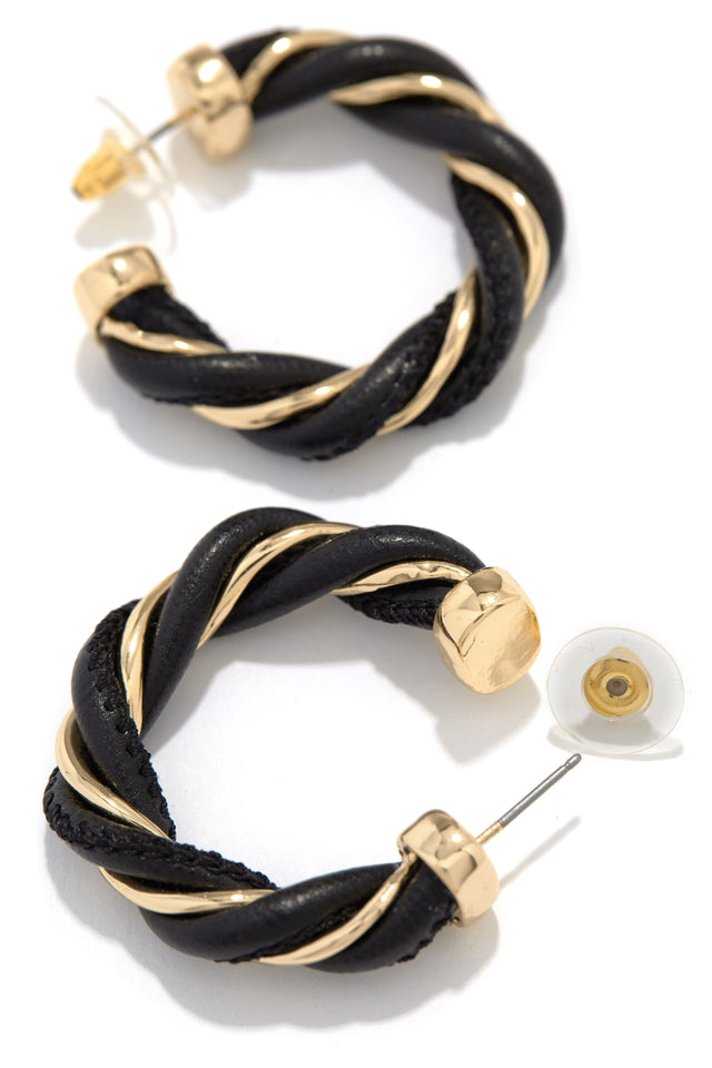 Load image into Gallery viewer, Gold and Black hoops
