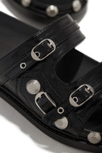 Load image into Gallery viewer, Black Slip On Sandals with Silver-Tone Hardware
