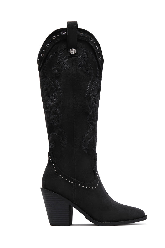 Load image into Gallery viewer, Festival Season Cowgirl Boots - Black Suede
